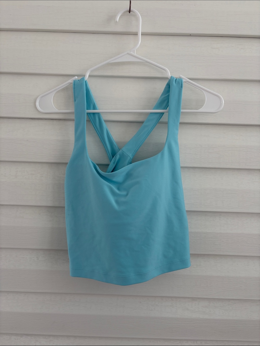 NWT Abercrombie YPB Aqua Blue Crossover Back Workout Crop Tank Top